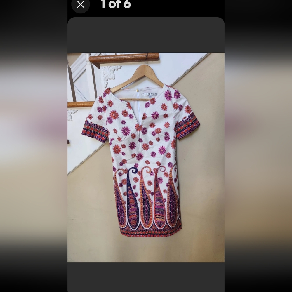 TRINA TURK WOMEN'S MUSEUM PAISLEY SHORT SLEEVE SHIFT DRESS SIZE 0